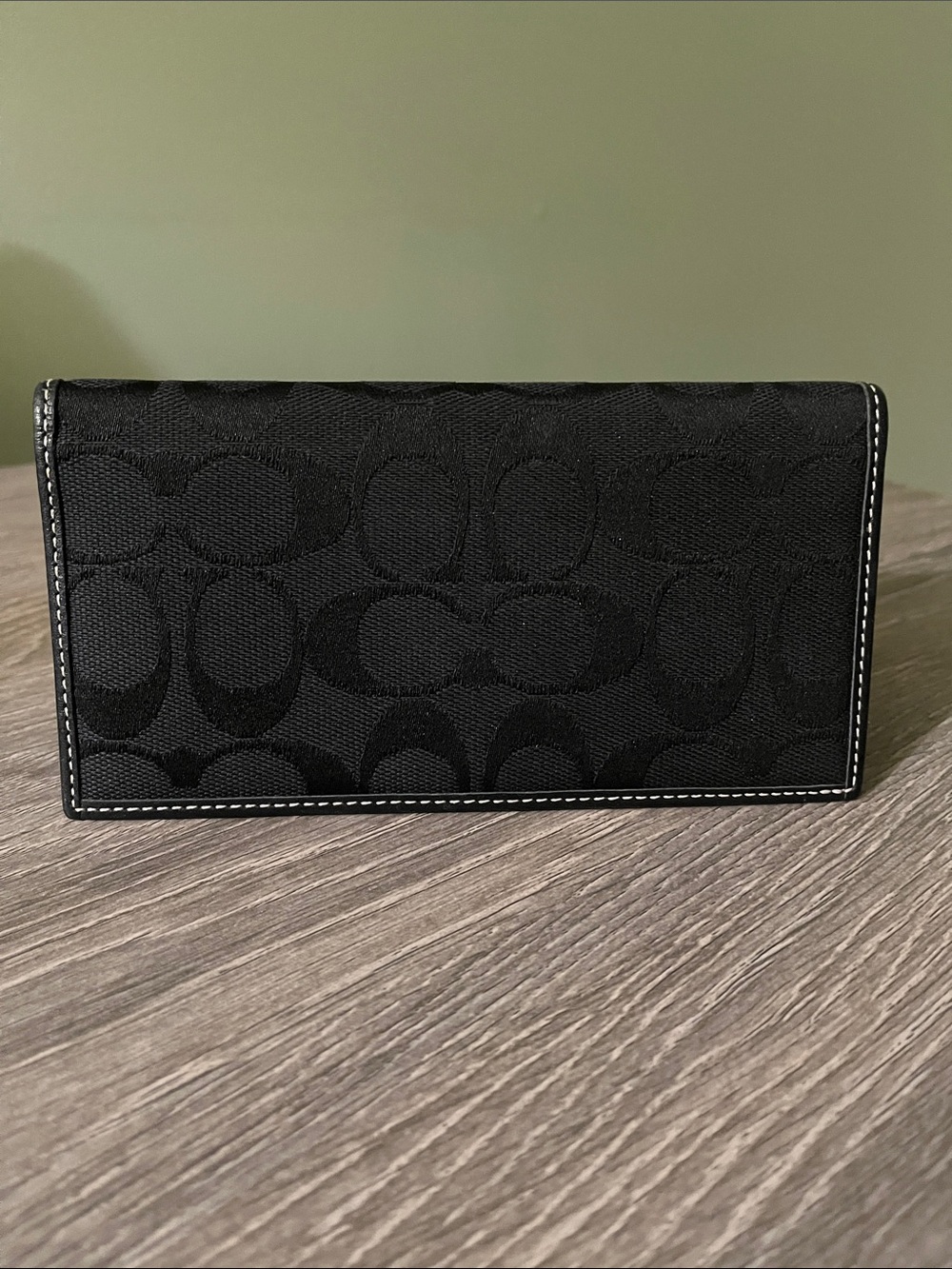 Coach Black Signature Jacquard Continental Wallet